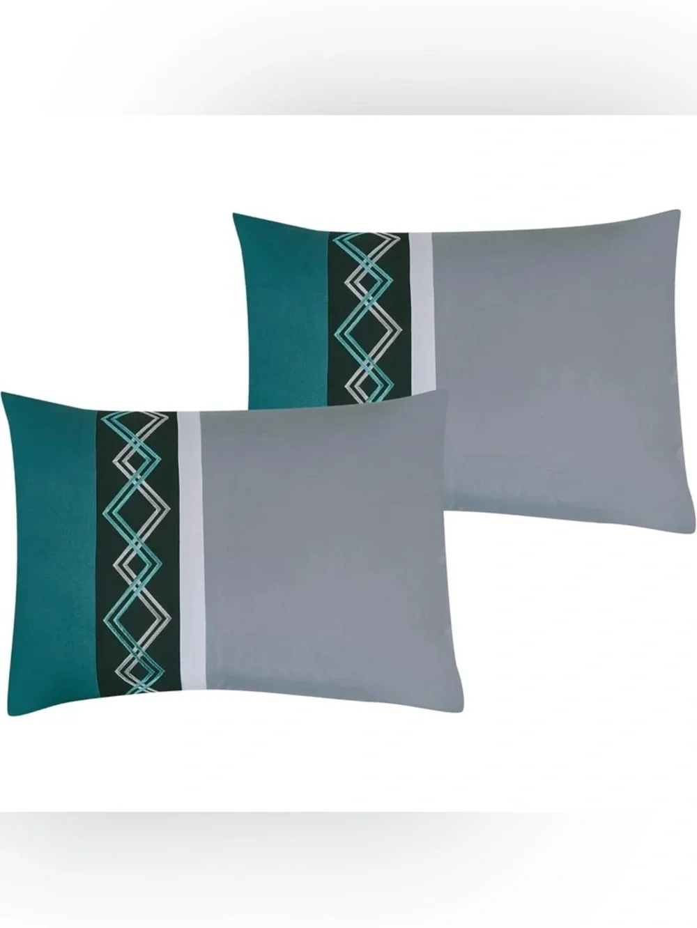 Teal and Gray Geometric Queen 3 piece Comforter Set - Modern Home Bedding